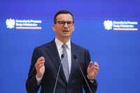 Warszawa, 09.06.2023. Premier Mateusz Morawiecki podczas konferencji prasowej po posiedzeniu Rady Ministrów, 9 bm. w siedzibie Kancelarii Prezesa Rady Ministrów w Warszawie. (sko) PAP/Paweł Supernak