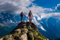 Two young female hikers walking on a rock near La Flégère
CHAMONIX, HAUTE-SAVOIE, FRANCE - 2022/07/13: Two young female hikers walking on a rock near La Flégère, the Mont Blanc massif partially covered in clouds in the distance (Model Released). (Photo by Frank Bienewald/LightRocket via Getty Images)
Frank Bienewald
2, cloud, clouds, flegere, la flégère, montblanc, monte bianco, mountains, mt. blanc, outdoor, outside, person, rocks, scene, scenery, scenic, summit, tourists, woman, young, alpine, alps, beautiful, exterior, female, french, girl, hiker, massif, mountainscape, range, rock, summits