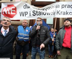 Protest hutników w Krakowie ws. wygaszenia pieca przez ArcelorMittal