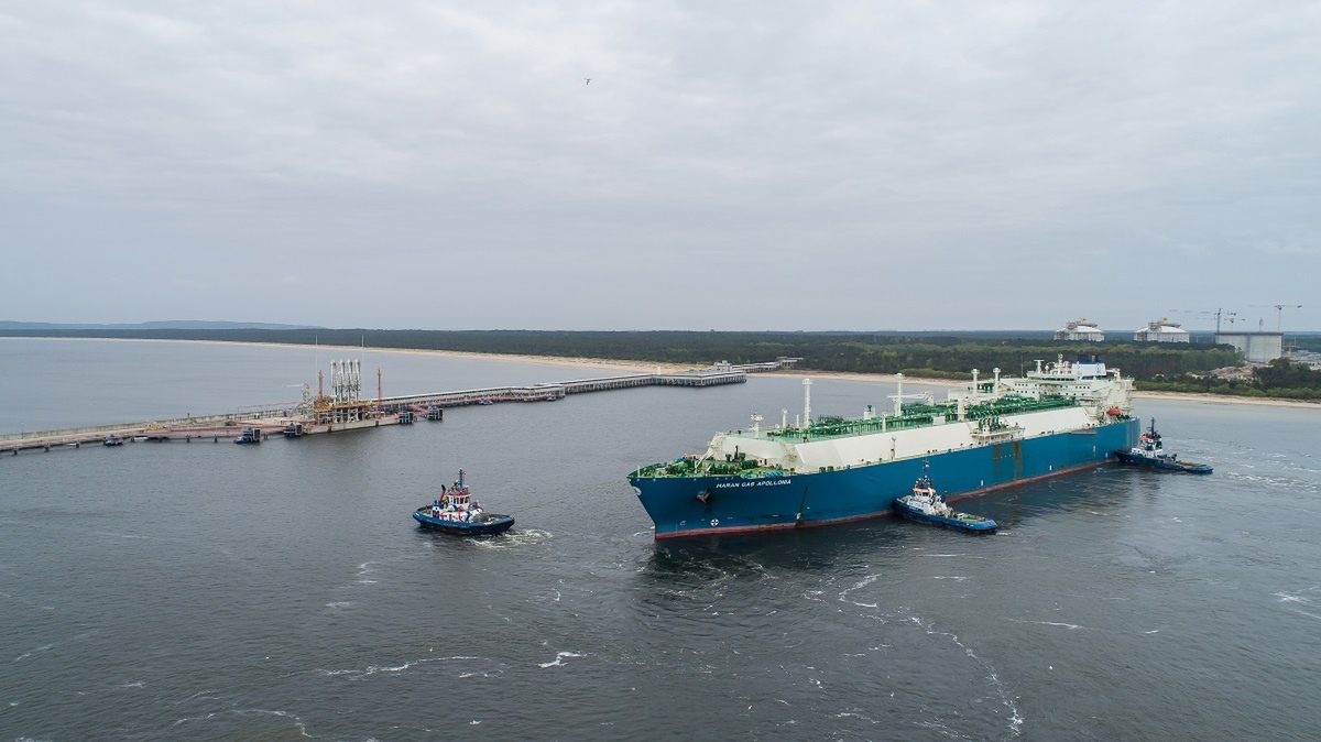 The first such gas supply to Poland.  The PGNiG tanker has called at the port