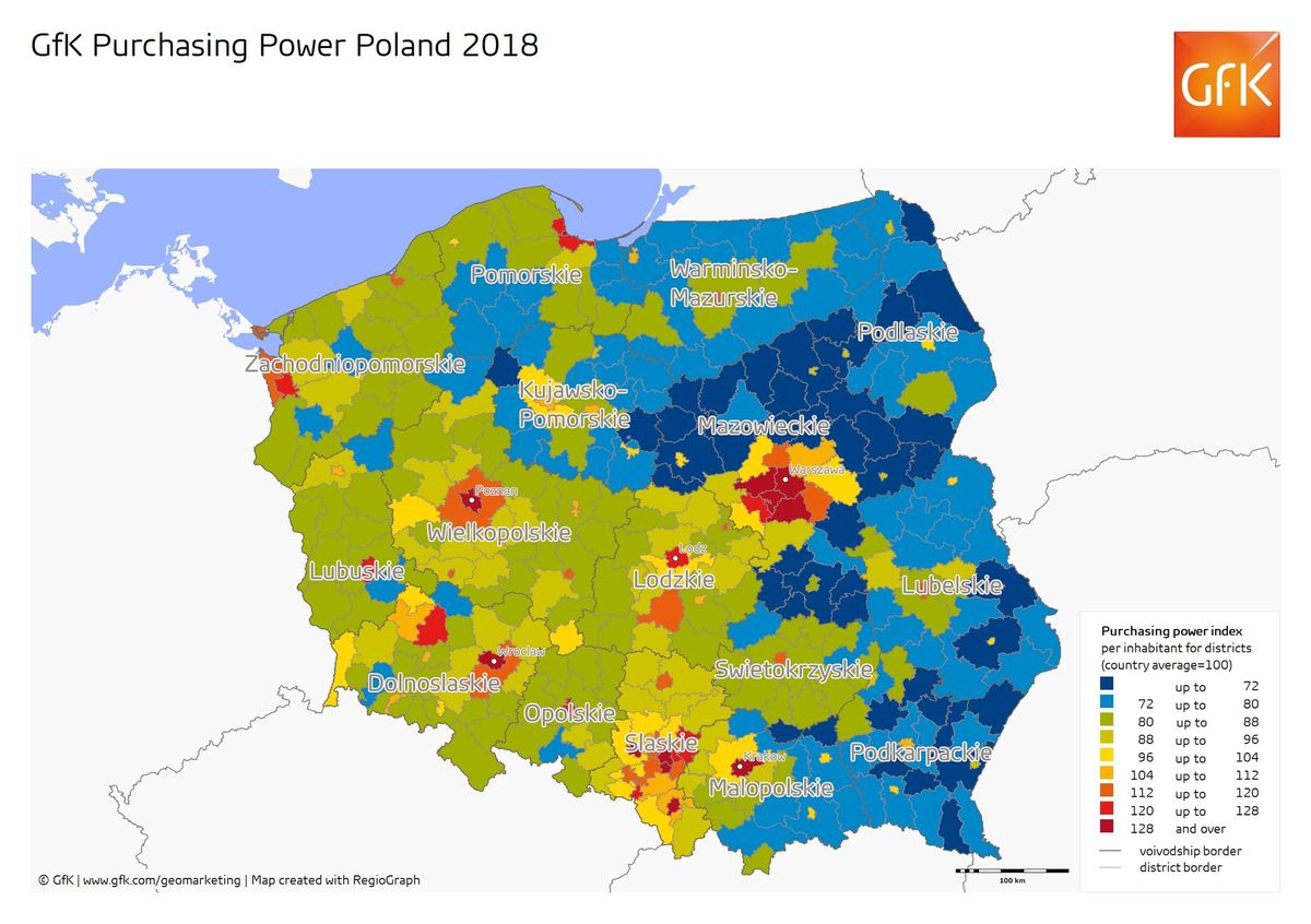 Siła Nabywcza W Polsce Wciąż Widać Różnice Między Polską A I B Mapa Moneypl 1927