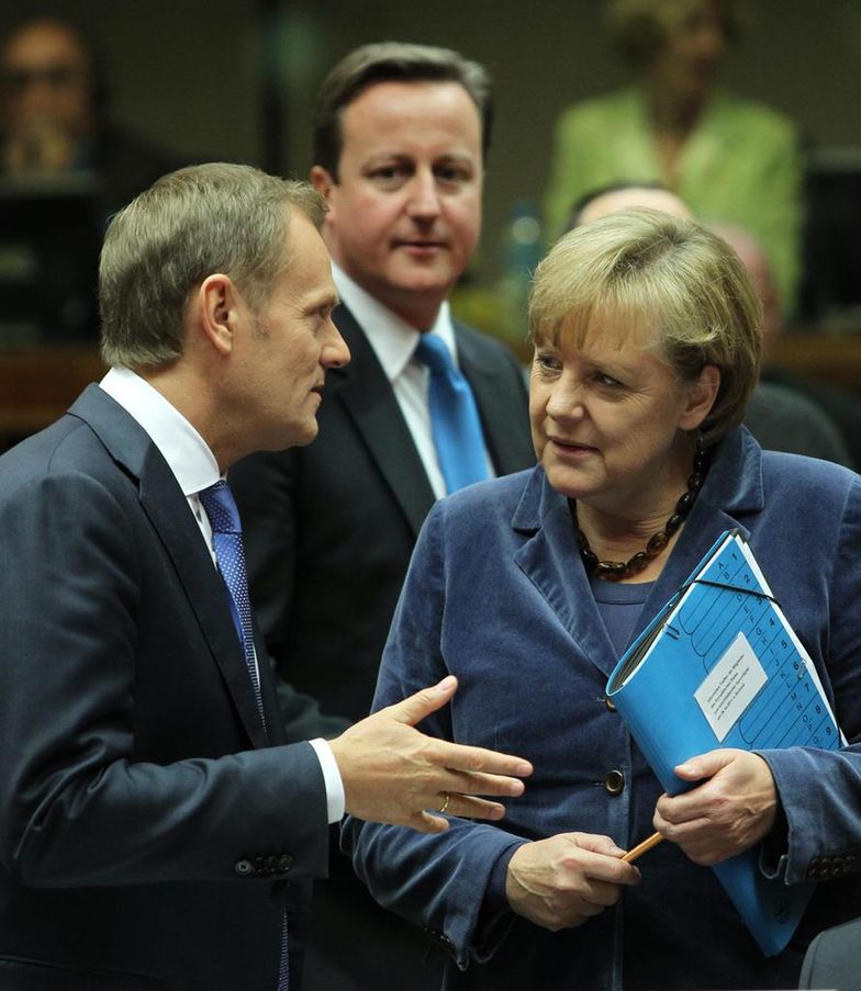 Premier Wielkiej Brytanii David Cameron<br /> kanclerz Niemiec Angela Merkel i Donlad Tusk