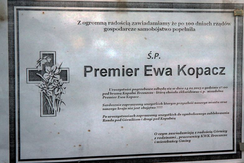 Urządzili pogrzeb premier Ewy Kopacz