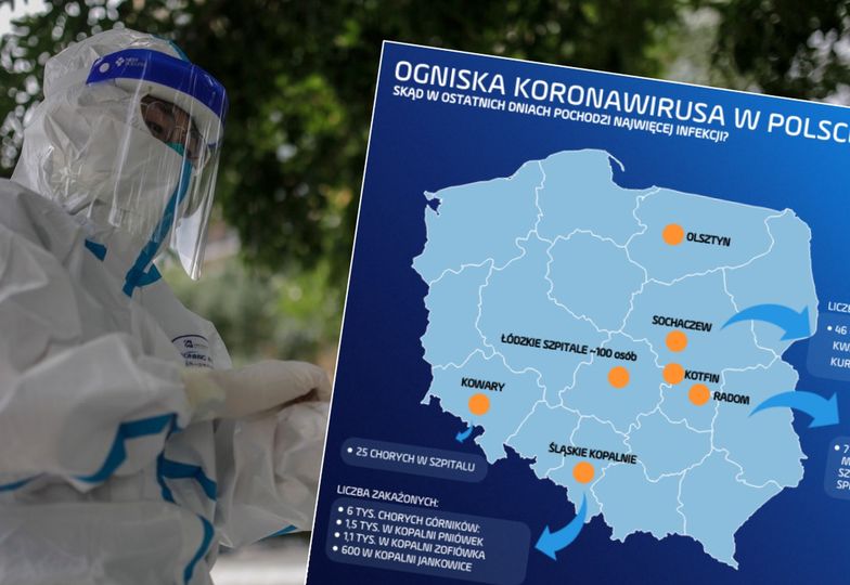 Koronawirus w Polsce rozwija się w ogniskach. Tak wygląda ich mapa w tej chwili 