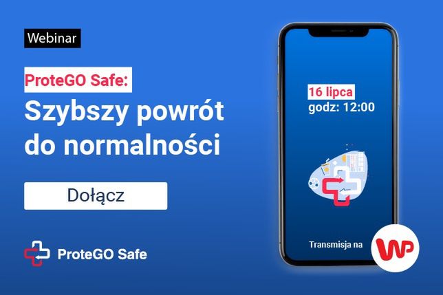 Chcesz wiedzieć więcej o funkcjonowaniu aplikacji, jej zabezpieczeniach czy możliwościach współpracy przy jej rozwoju?   Dołącz do webinaru ProteGO Safe: Szybszy powrót do normalności już 16 lipca o godz. 12 na stronie głównej Wirtualnej Polski