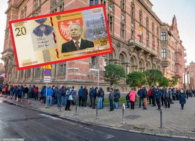 Polacy ruszyli po banknot z Kaczyńskim. Tłumy przed placówkami NBP