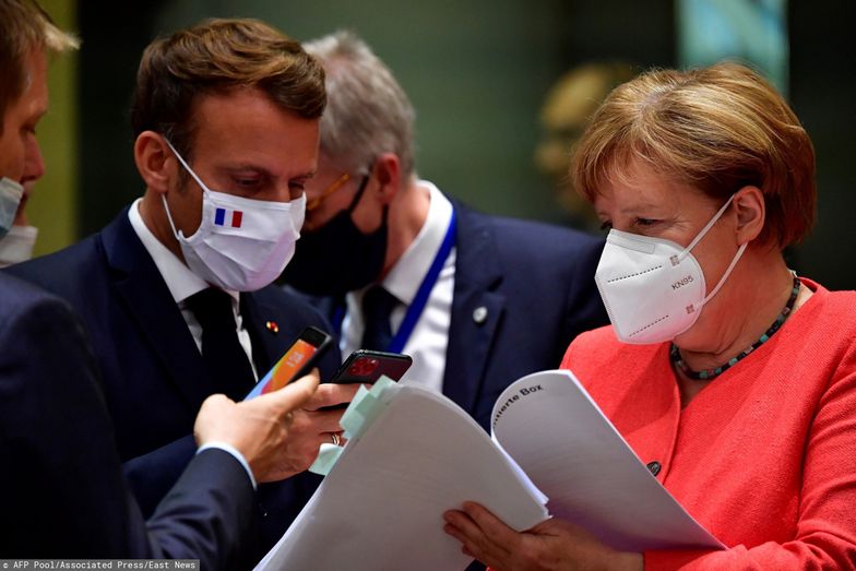 Kanclerz Niemiec Angela Merkel i prezydent Francji Emanuel Macron.
