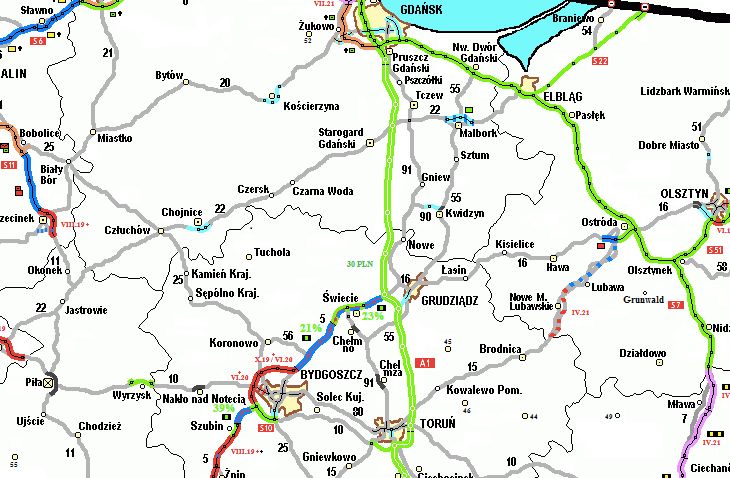Autostrada od Torunia do Gdańska to ostatnia prosta dla wakacjuszy jadących w ten rejon wybrzeża. / Autor mapy Igor Selmaj – FB Mapa budowy dróg ekspresowych i autostrad 