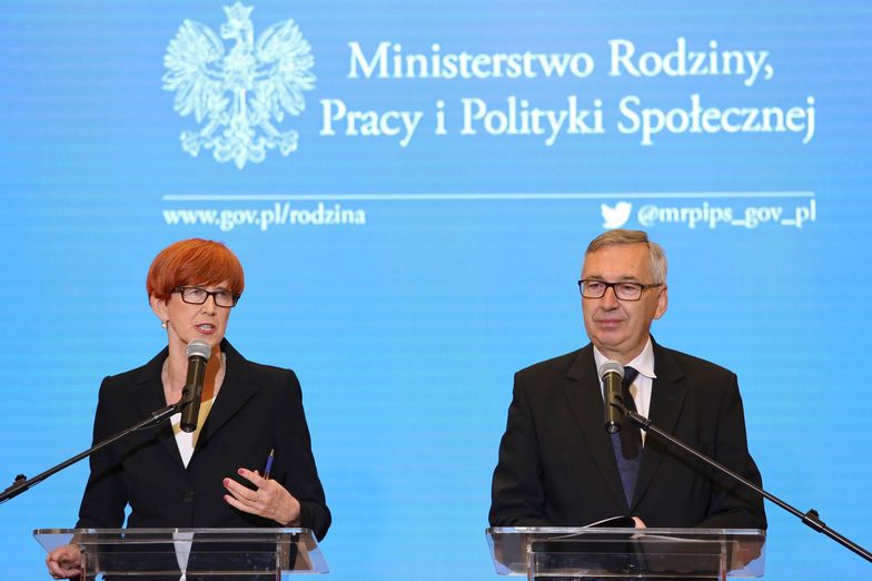 Elżbieta Rafalska i Stanisław Szwed - szef i wiceszef resoru rodziny, pracy i polityki społecznej.