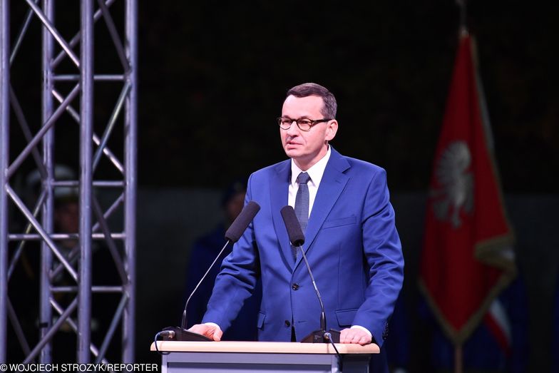 Mateusz Morawiecki podczas przemówienia na Westerplatte w 80. rocznicę wybuchu II Wojny Światowej.