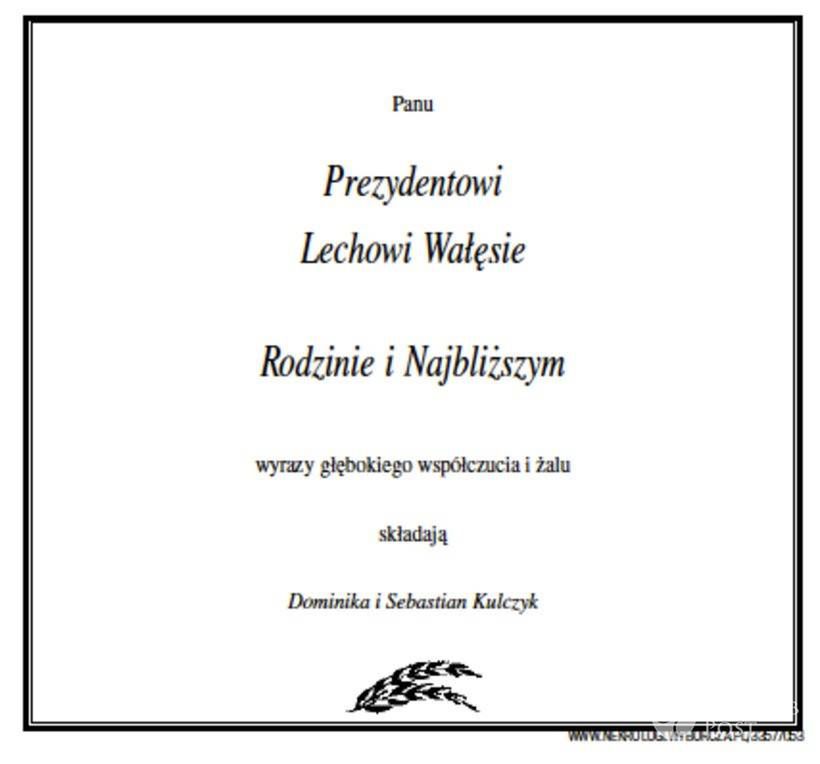 Dominika i Sebastian Kulczyk złożyli kondolencje Lechowi Wałęsie