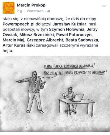 Marcin Prokop o Jarosławie Kuźniarze na swoim Facebooku