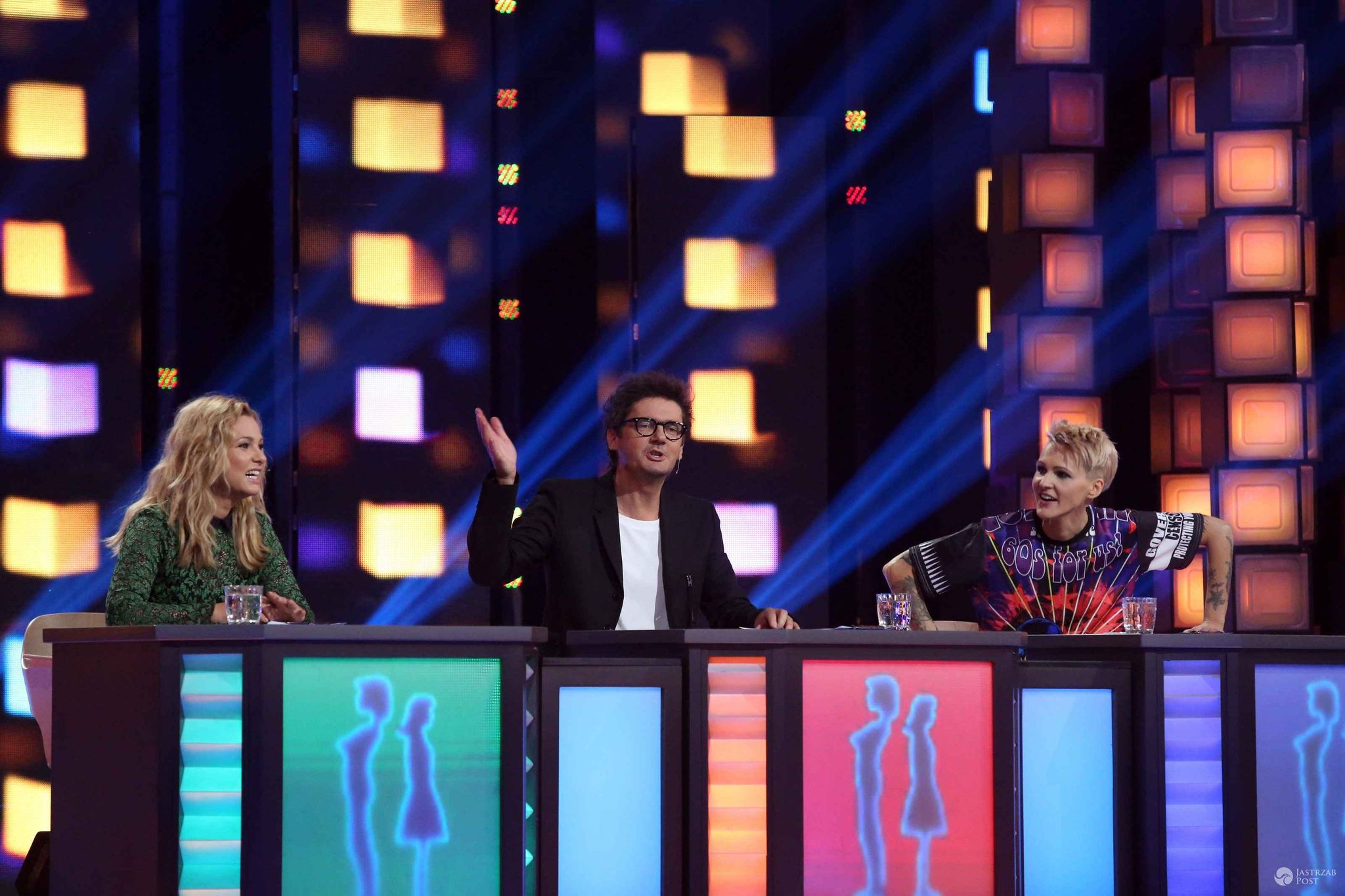 Jury programu "Mali giganci 2": Kasia Bujakiewicz, Kuba Wojewódzki, Agnieszka Chylińska (fot. Grzegorz Press/TVN)