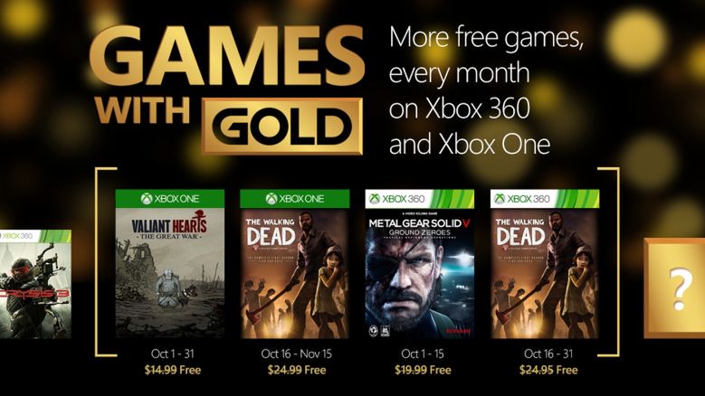 Październikowa oferta Games with Gold to Valiant Hearts, The Walking Dead i Metal Gear Solid V: Ground Zeroes