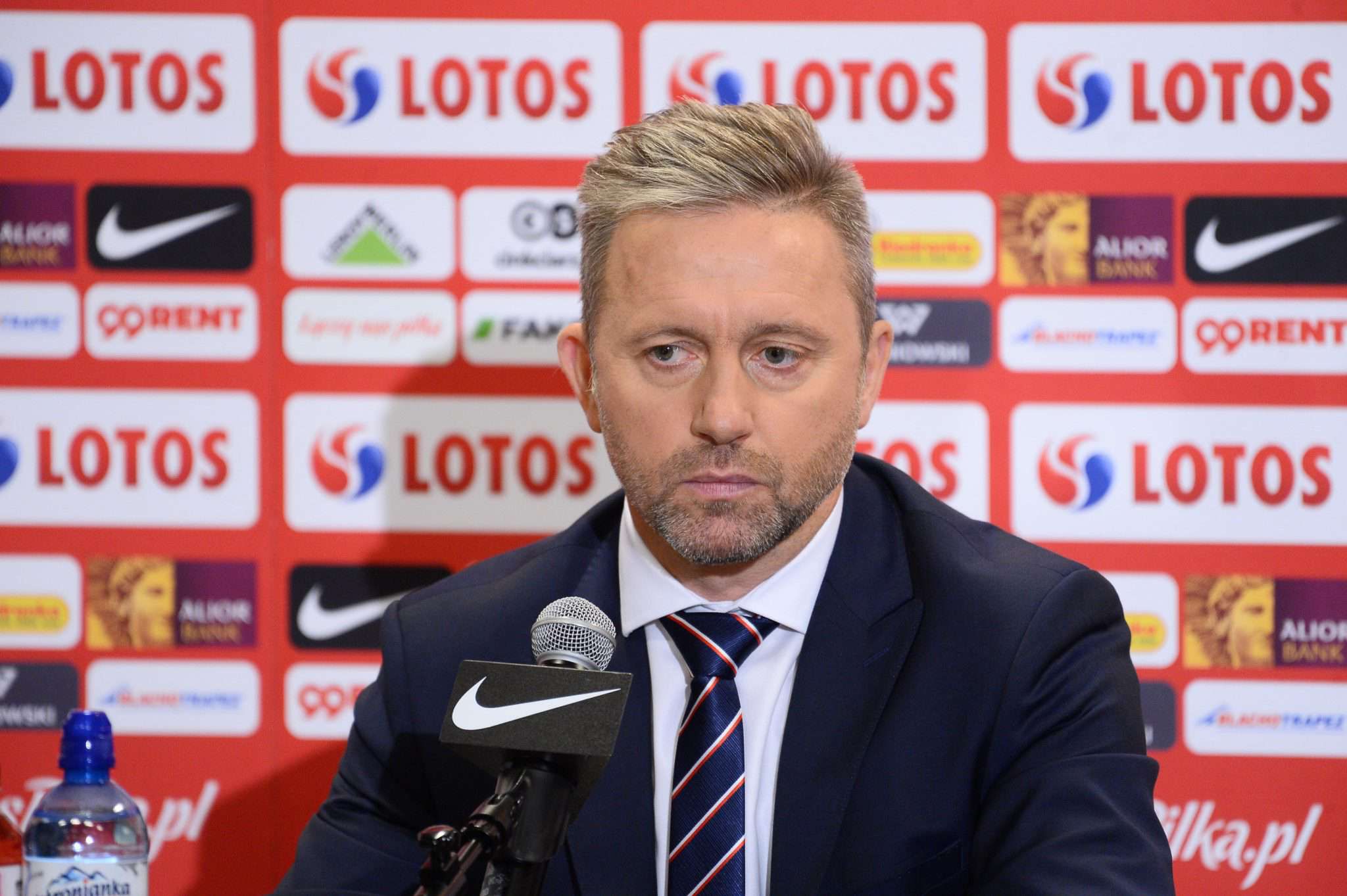 Jerzy Brzęczek i Zbigniew Boniek na konferencji prasowej