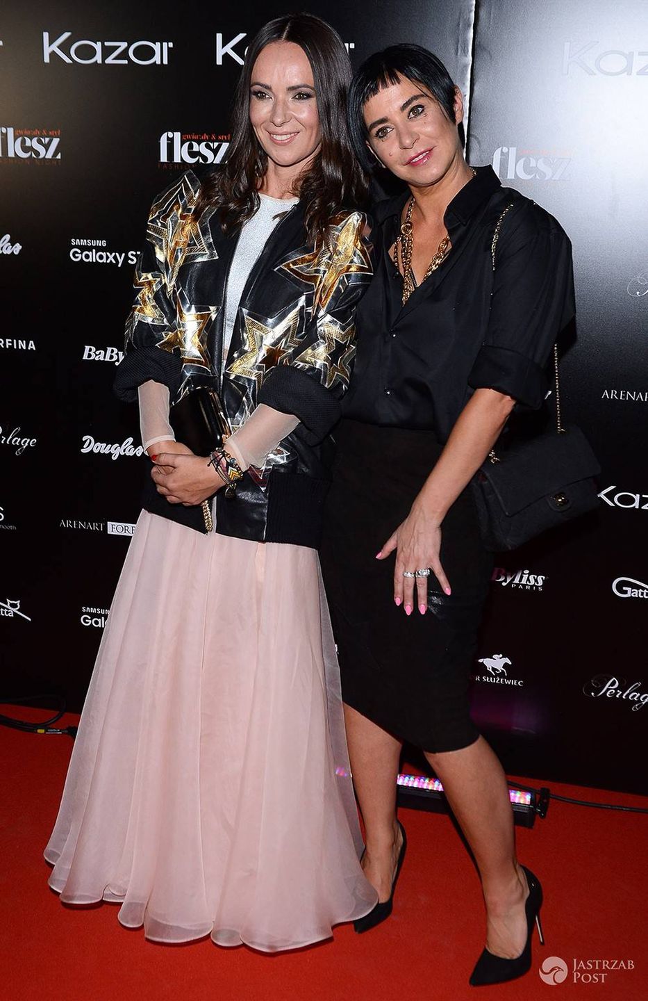 Kasia Kowalska i Agnieszka Maciejak - Flesz Fashion Night 2016, pokaz kolekcji Kazar jesień/zima 2016
