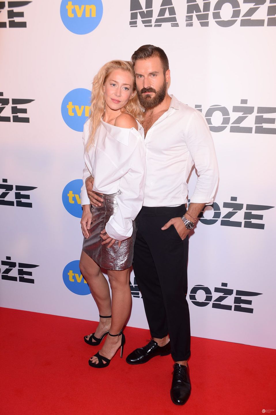 Kasia Warnke i Piotr Stramowski na konferencji prasowej serialu Na noże. Zdjęcia 2016