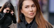Beata Tadla przed studiem DDTVN. Dziennikarka po chorobie wyraźnie schudła. Szczupłą talię podkreślił płaszcz
