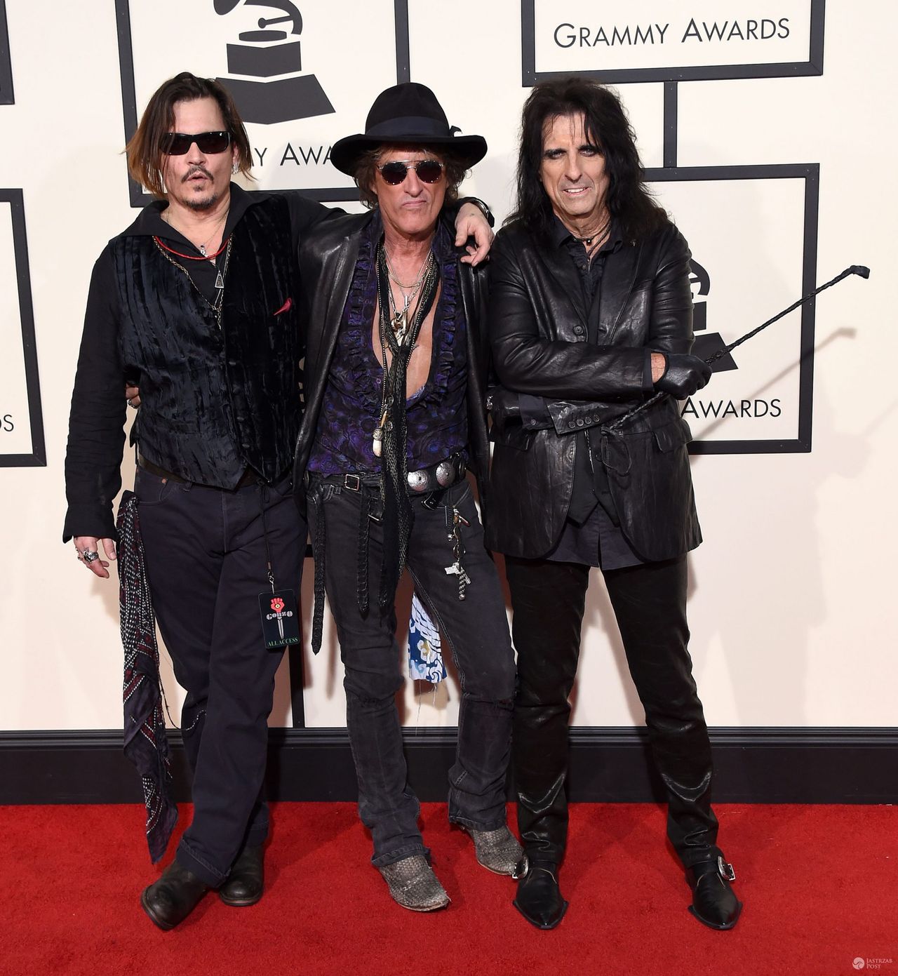 Zespół Hollywood Vampires: Johnny Depp, Joe Perry i Alice Cooper, Grammy 2016 (fot. ONS)