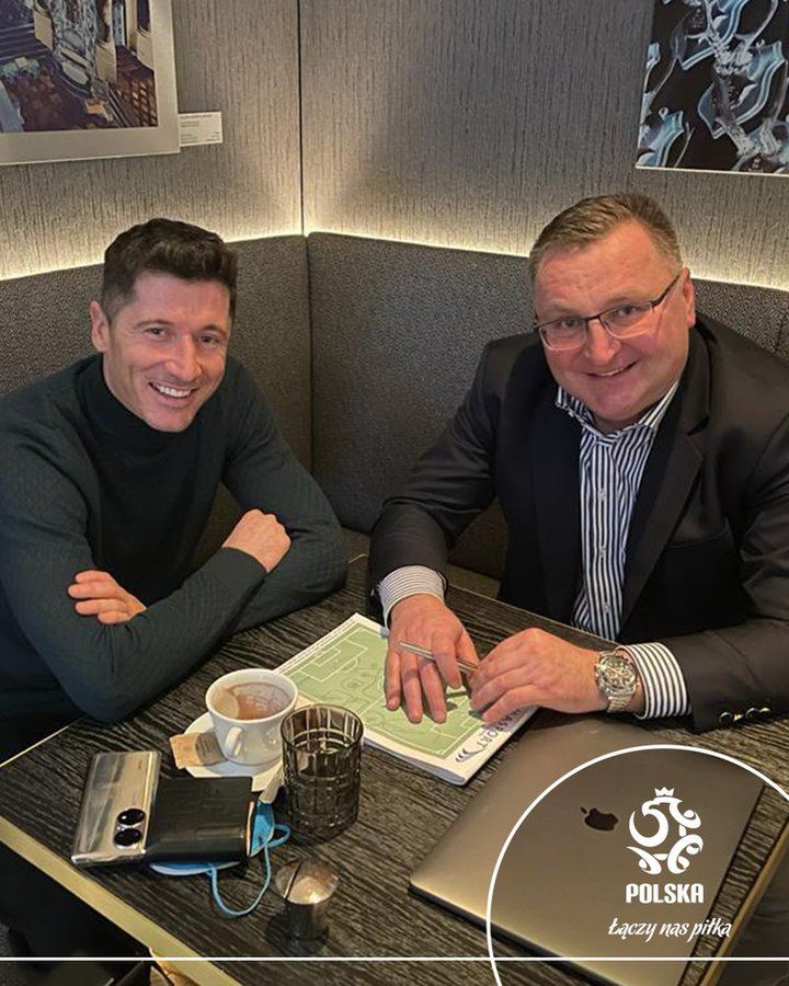 Czesław Michniewicz na spotkaniu z Robertem Lewandowskim