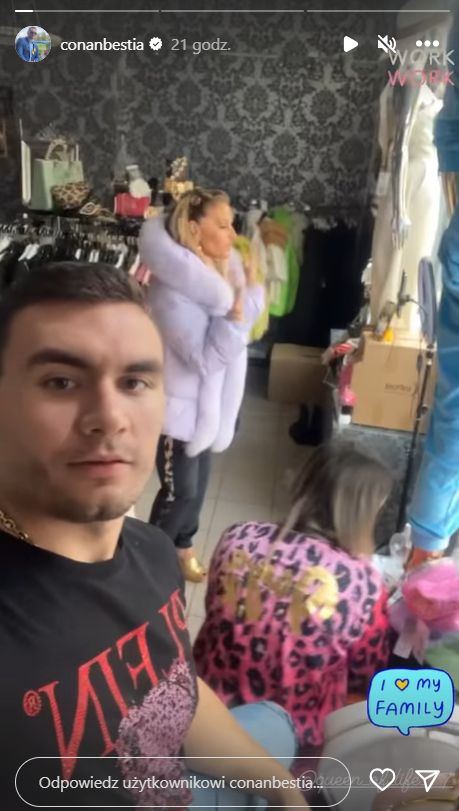 Conan Kaźmierski przeszkadzał matce w pracy (fot. InstaStories)