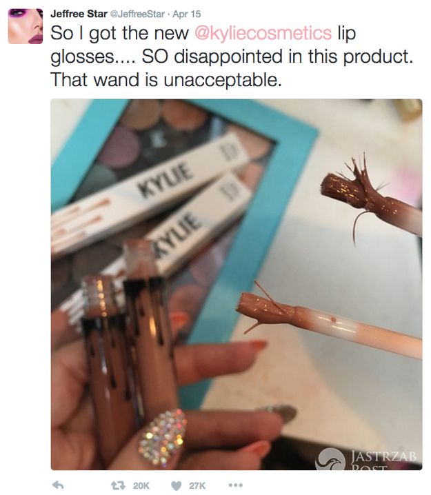Jeffree Star zawiedziony produktem Kylie Lip Kit (fot. Twitter)