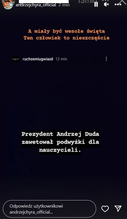 Andrzej Chyra kontra Andrzej Duda (fot. InstaStories)