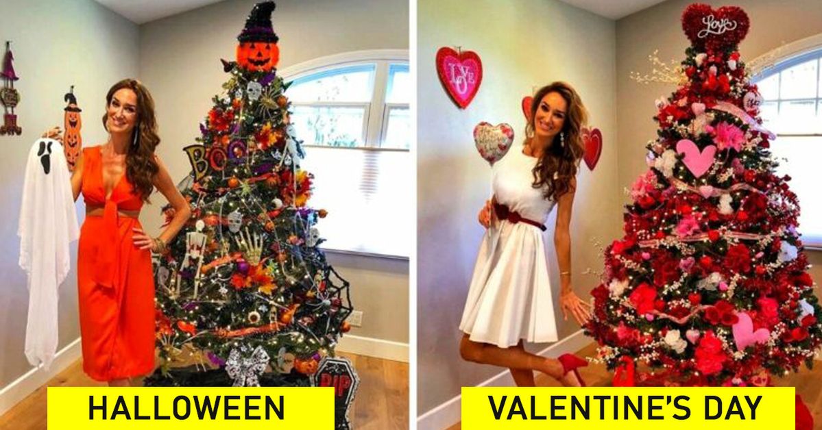 A Woman Keeps Her Christmas Tree in All Year Long. She Just Decorates It for Various Occasions. 11 Pictures of the Tree Taken for a Variety of Celebrations