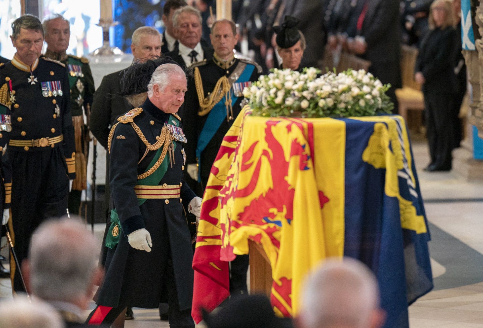 King Charles III during a Service of Prayer and Reflection for the Life of Queen Elizabeth II at St Giles' Cathedral, Edinburgh., Credit:Jane Barlow / Avalon