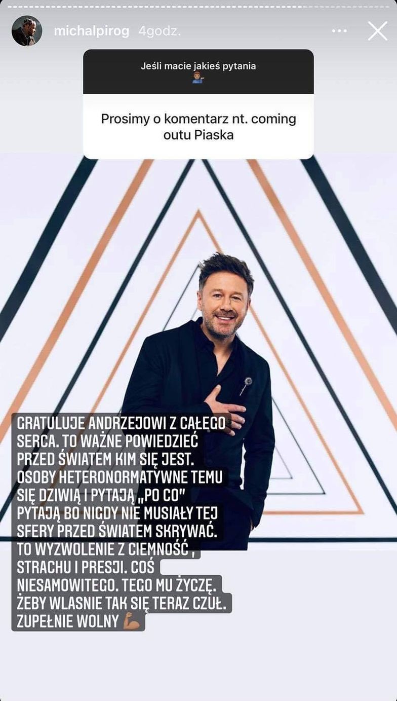 Michał Piróg komentuje coming out Piaska