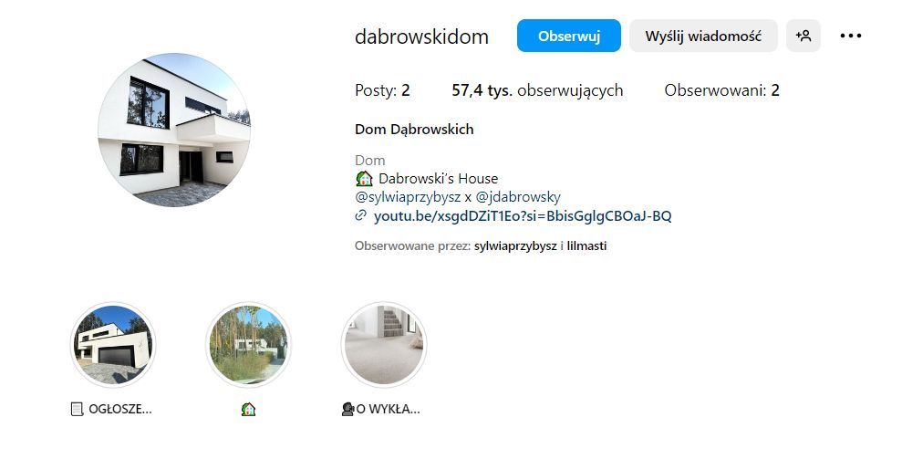 Sylwia Przybysz i Jan Dąbrowski założyli profil swojego domu (fot. Instagram)