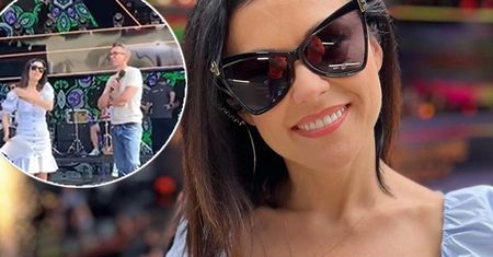 Kasia Cichopek już rozgrzewa się przed wieczornym koncertem w Opolu. Razem z Maciejem Kurzajewskim bawią się doskonale