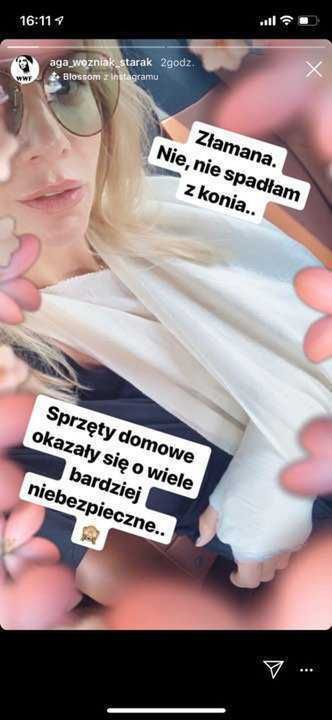 Agnieszka Woźniak-Starak złamała rękę