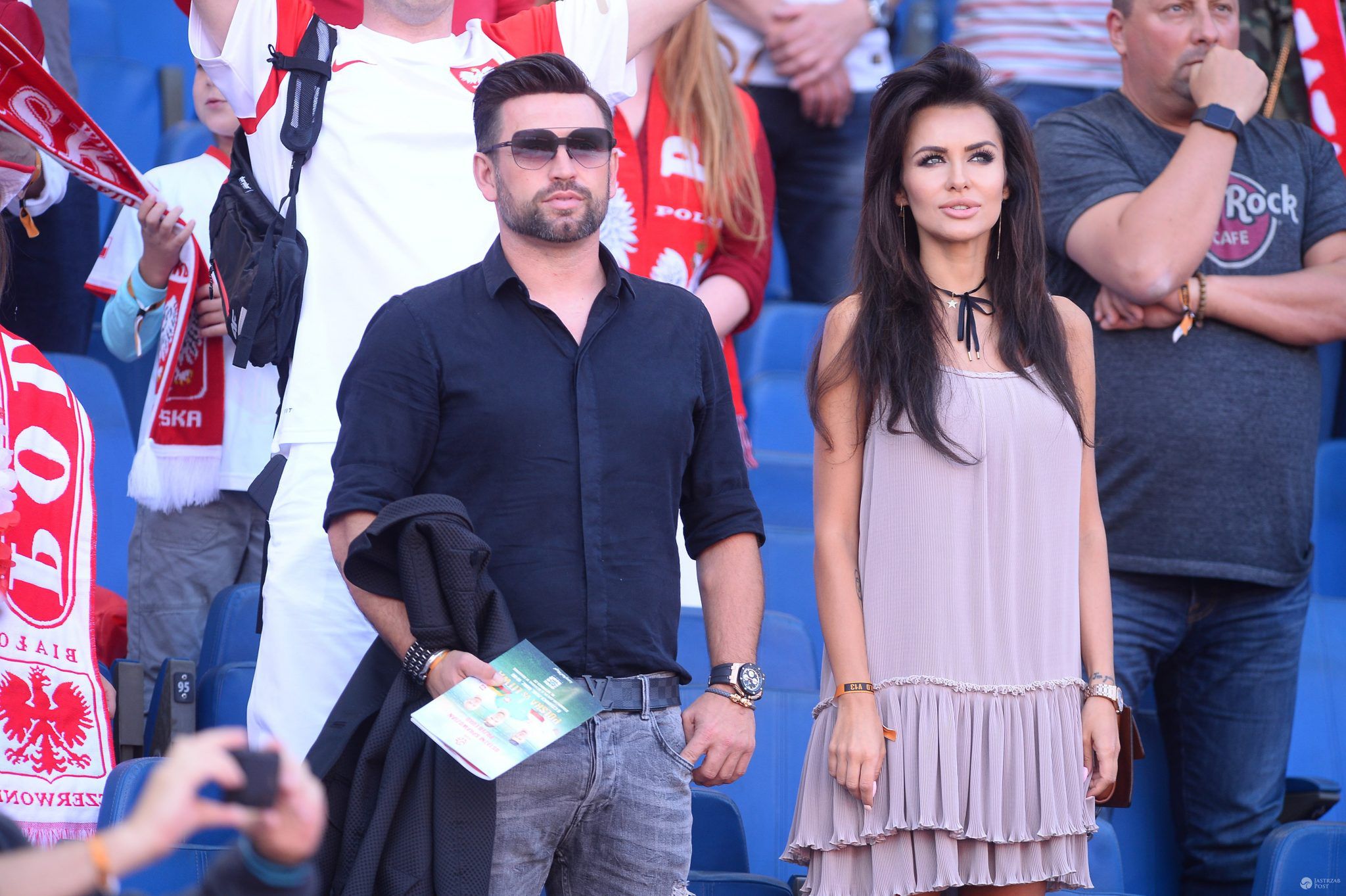 Natalia Siwiec z mężem, mecz Polska - Litwa
