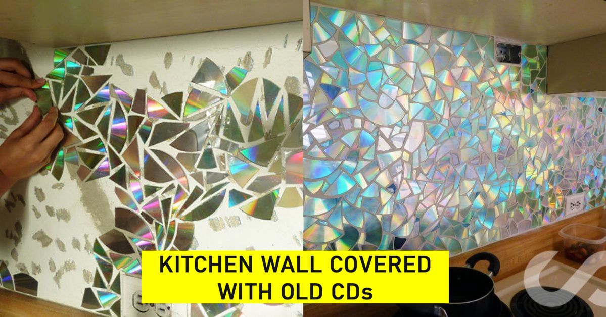 A Couple Reused Their Old CDs. They Covered the Kitchen Wall with Them