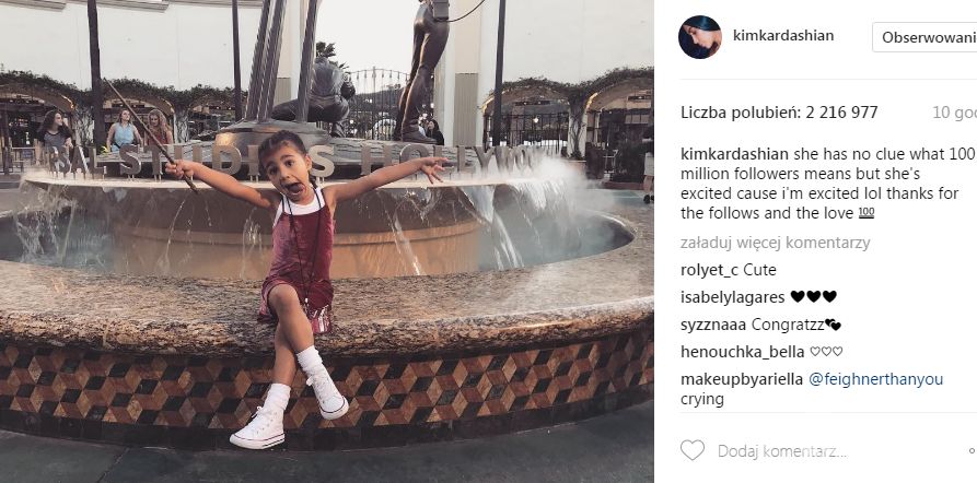 North West świętuje 100 milionów followersów Kim