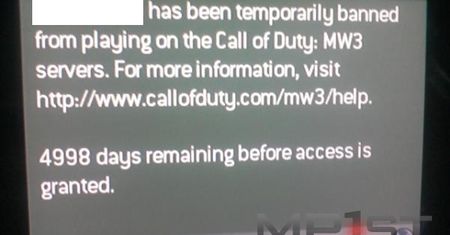 Dostał bana w Modern Warfare 3... na 14 lat