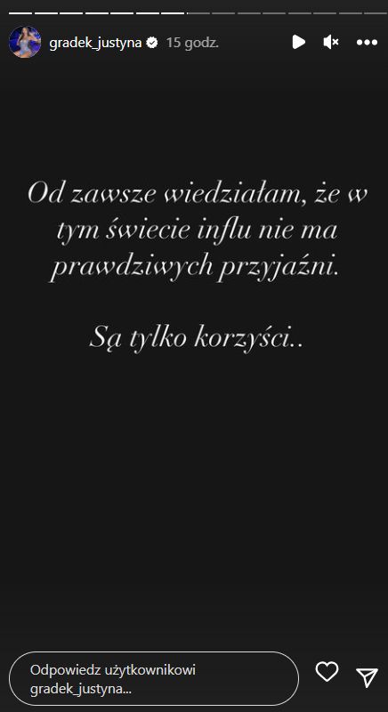 Justyna Gradek atakuje Sylwestra Wardęgę po aferze Pandora Gate (fot. Instagram)