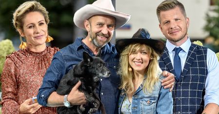Gwiazdy w plenerowym studiu "Dzień Dobry TVN": Janusz Chabior, Filip Chajzer, Małgorzata Ohme
