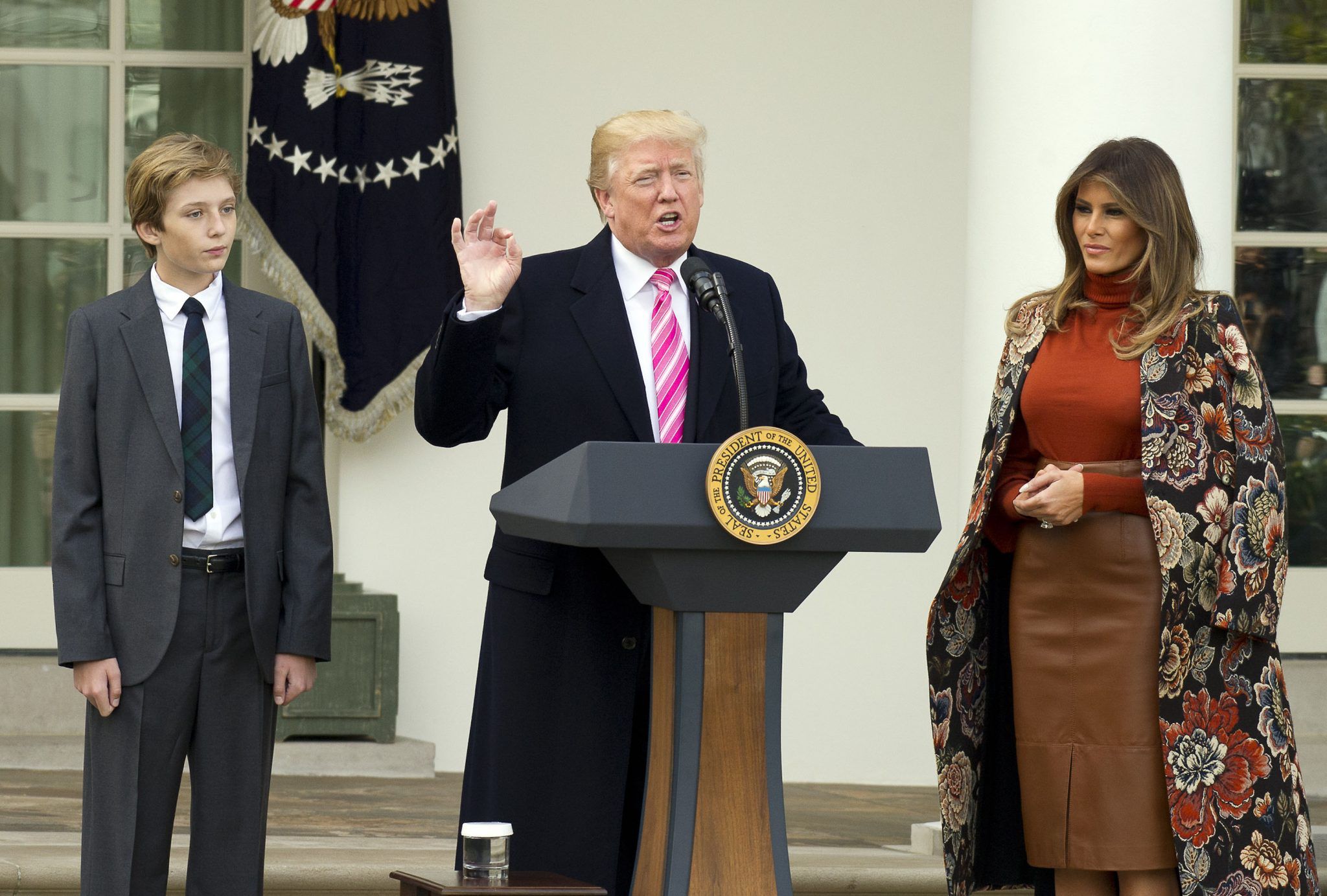 Melania Trump, Donald i Barron - święto dziękczynienia 2017