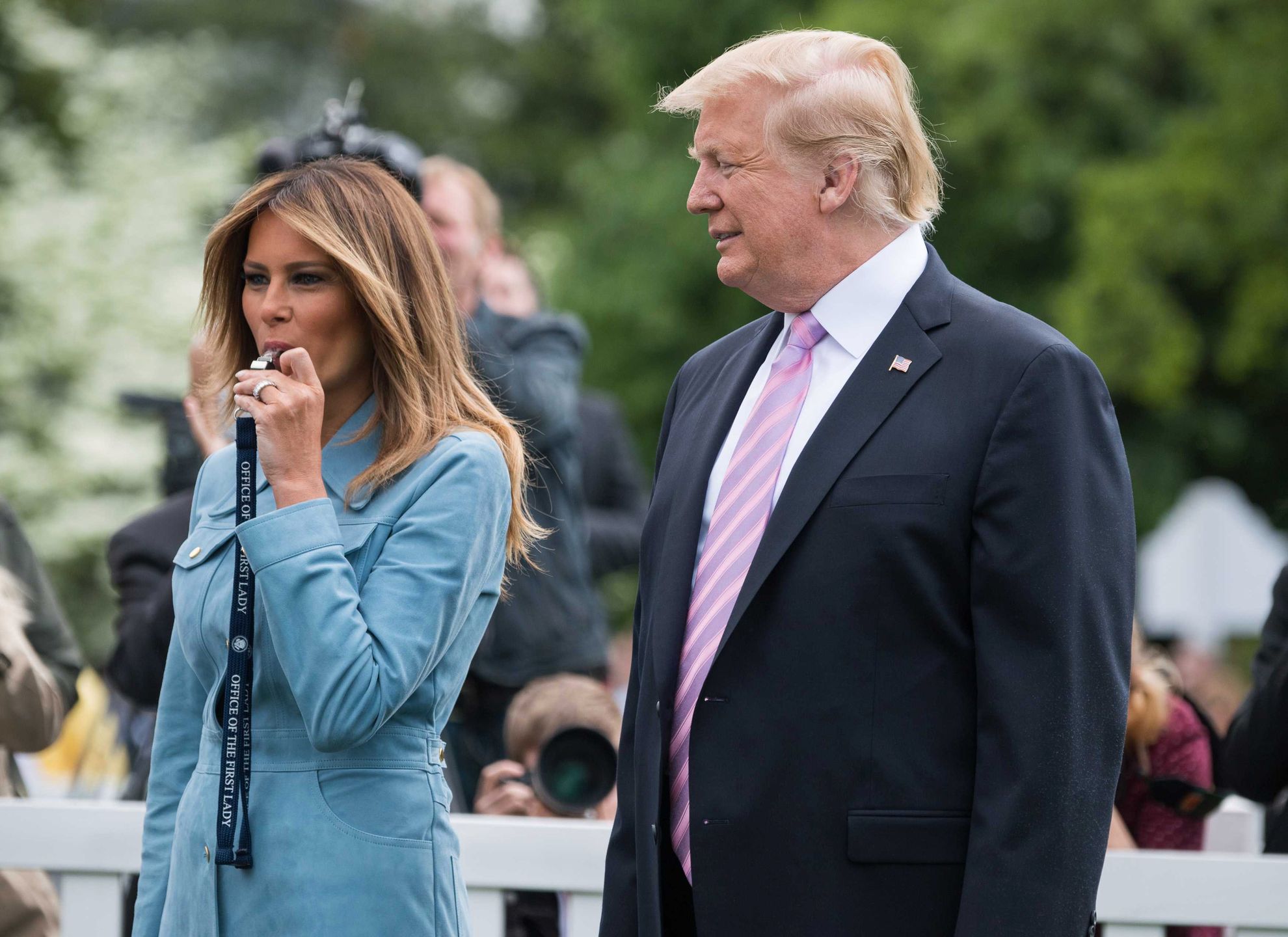 Melania Trump i Donald Trump na konkursie turlania pisanek - Wielkanoc 2019