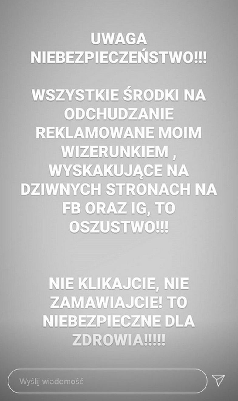 Dominika Gwit nie reklamuje produktów na odchudzanie