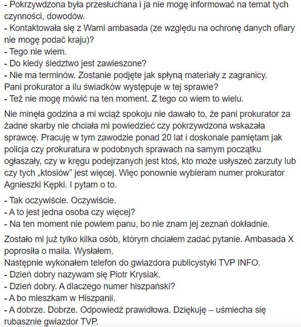 Piotr Krysiak - oskarżenia gwałt w TVP Info