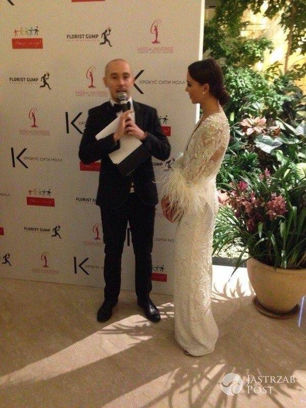 Paulina Krupińska w białej kreacji na wyborach Miss Universe 2013