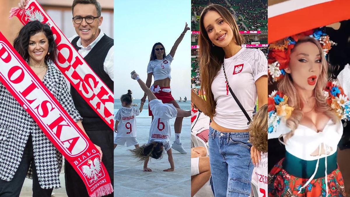 Mundial 2022: Francja-Polska. Gwiazdy wspierają kadrę. Kasia Cichopek, Maciej Kurzajewski, Anna Lewandowska, Marina, Cleo [DUŻO ZDJĘĆ]