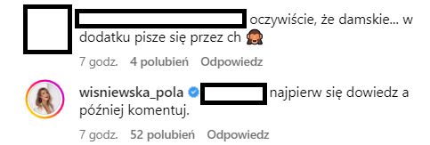 Pola Wiśniewska reaguje na absurdalne wpisy