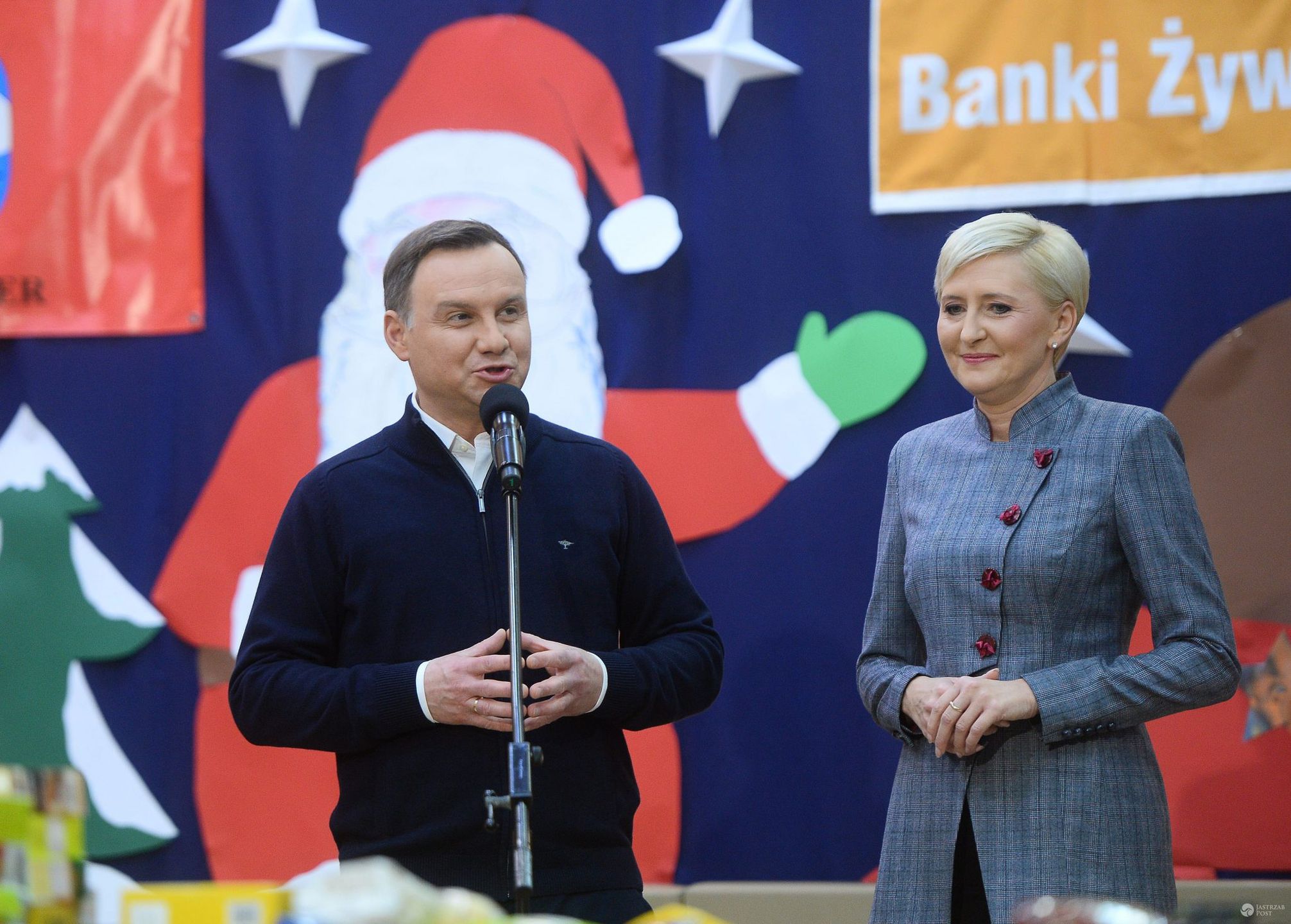 Andrzej Duda i Agata Duda - świąteczna zbiórka żywności