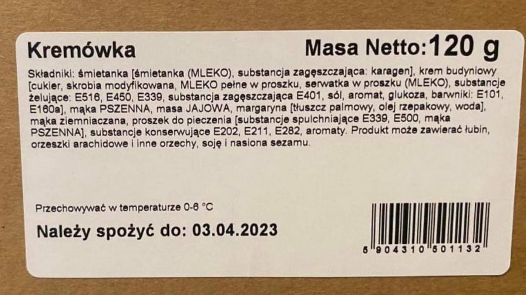 Skład papieskich kremówek z PKP