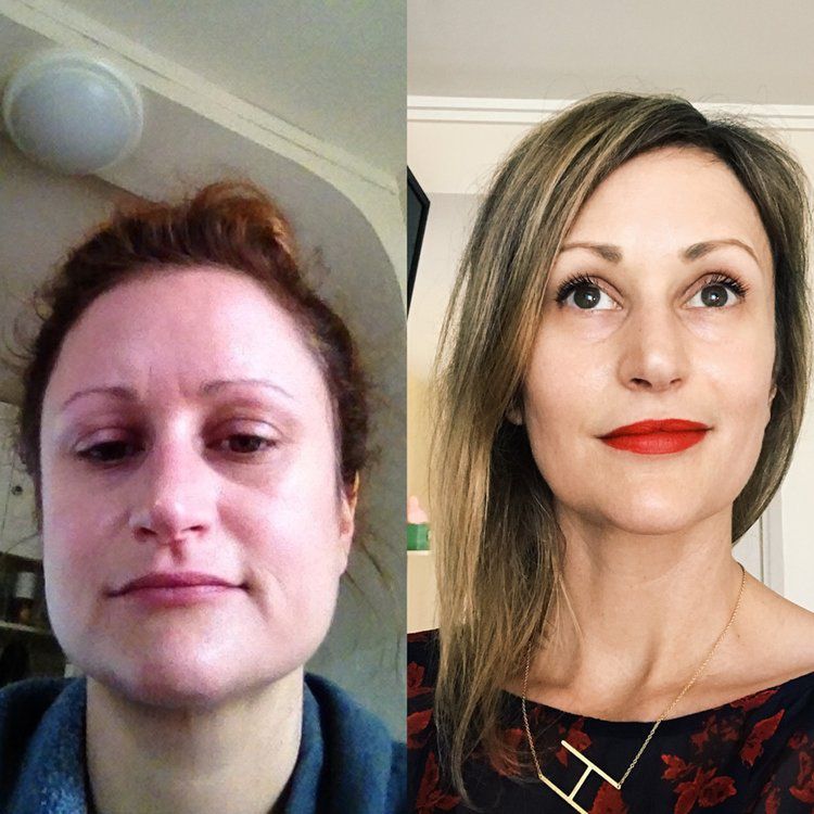 Po lewej: Holly w wieku 33 lat, na 14 dni przed rzuceniem alkoholu. Po prawej: Holly w wieku 39 lat, 5 lat i 3 miesiące w trzeźwości