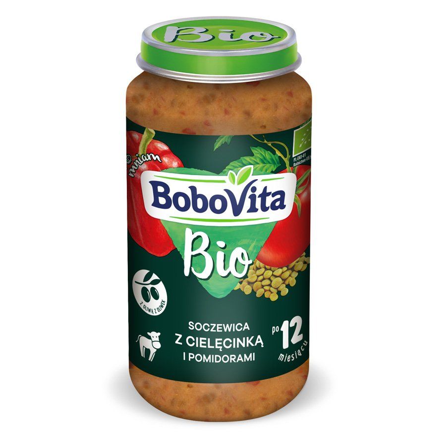 BoboVita Bio soczewica z cielęcinką i pomidorami po 12. miesiącu życia 